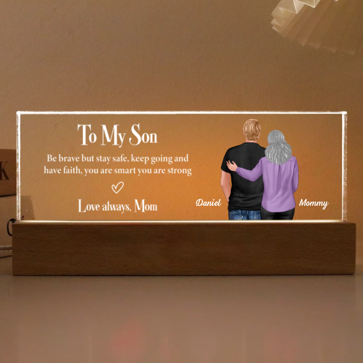 To My Son From Mom Personalized Acrylic LED Night Light