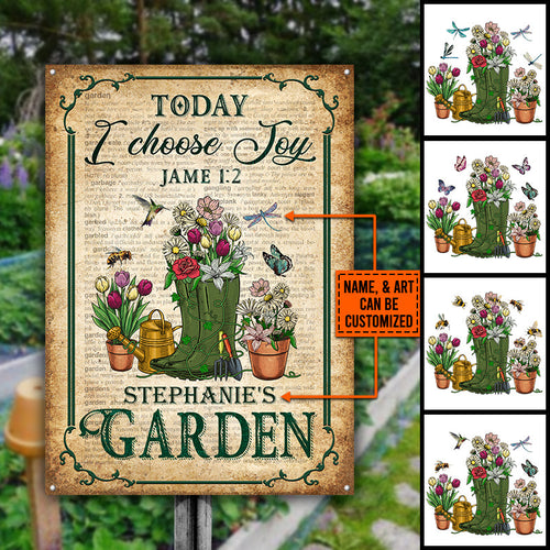 Garden Dictionary Today I Choose Joy Custom Classic Metal Signs, Gardening Metal Sign, Idea Decoration For Gardening, Personalized Garden Sign