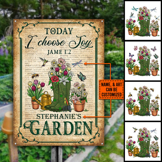 Garden Dictionary Today I Choose Joy Custom Classic Metal Signs, Gardening Metal Sign, Idea Decoration For Gardening, Personalized Garden Sign