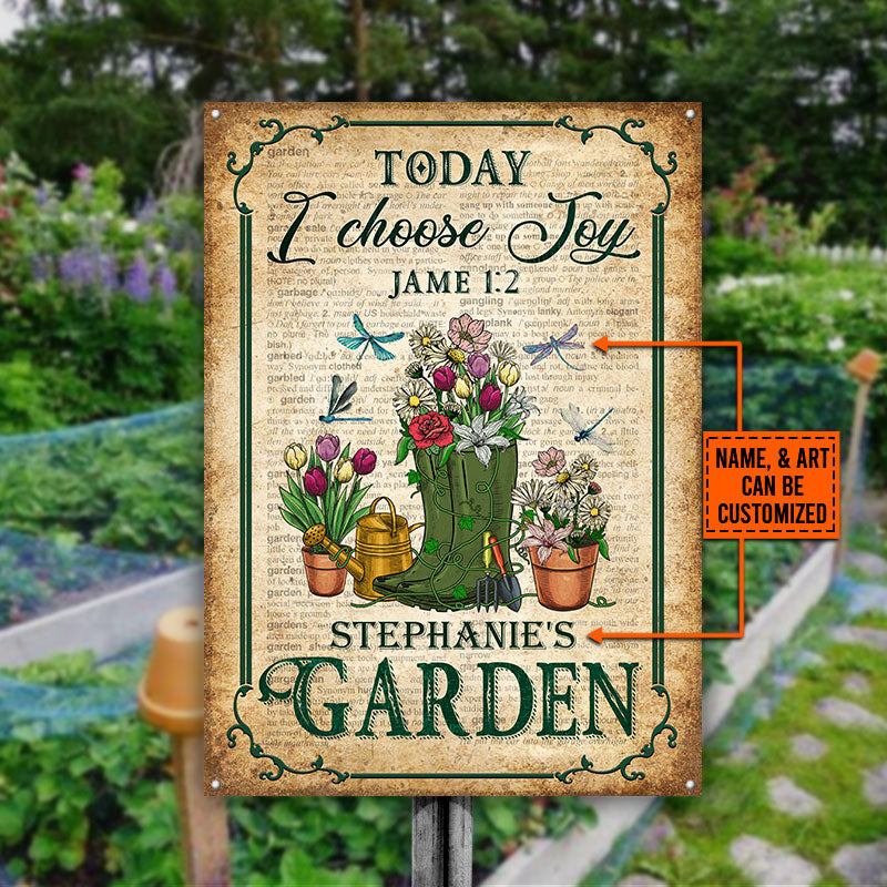 Garden Dictionary Today I Choose Joy Custom Classic Metal Signs, Gardening Metal Sign, Idea Decoration For Gardening, Personalized Garden Sign