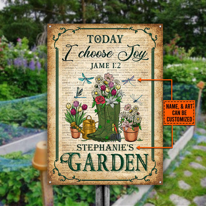 Garden Dictionary Today I Choose Joy Custom Classic Metal Signs, Gardening Metal Sign, Idea Decoration For Gardening, Personalized Garden Sign