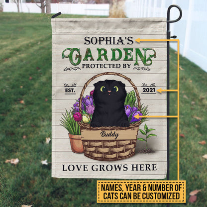 Garden Fresh Produce Plants Protected By Cat, Cat Lover Gift, Out Door Garden Decor, Custom Flag