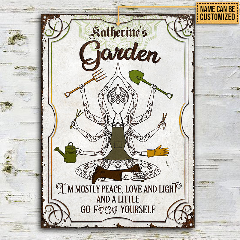 Gardening Mostly Peace Custom Classic Metal Signs, Garden Decorations, Outdoor Decorating Ideas