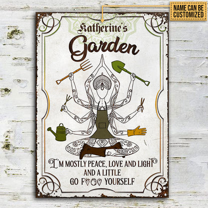 Gardening Mostly Peace Custom Classic Metal Signs, Garden Decorations, Outdoor Decorating Ideas