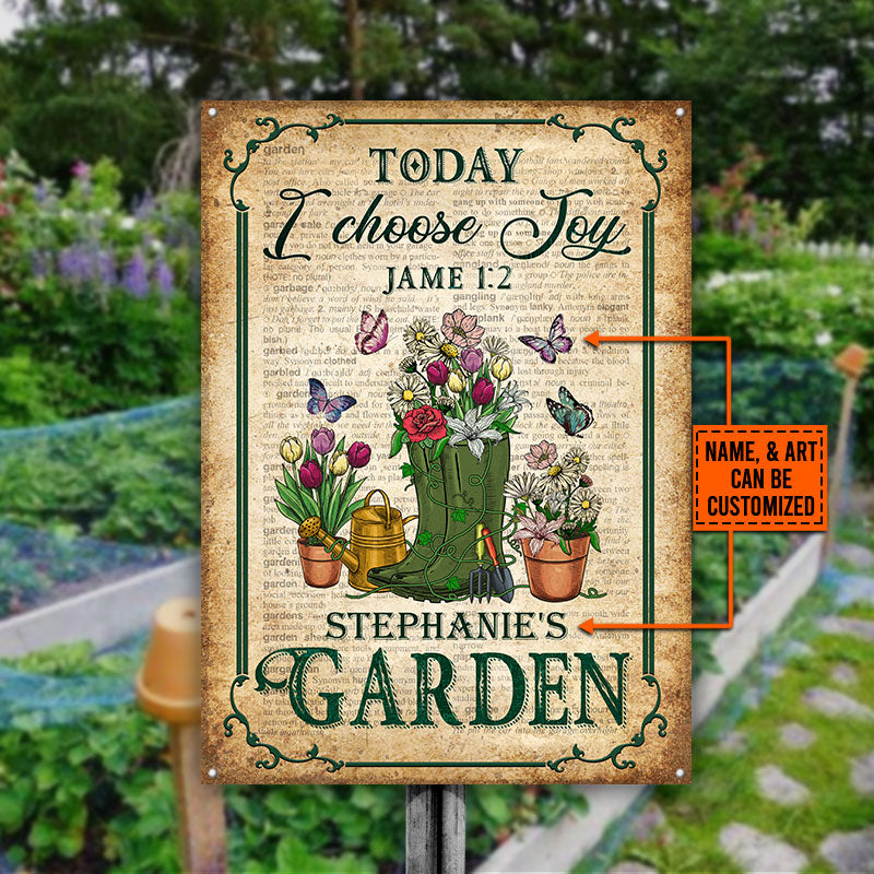 Garden Dictionary Today I Choose Joy Custom Classic Metal Signs, Gardening Metal Sign, Idea Decoration For Gardening, Personalized Garden Sign