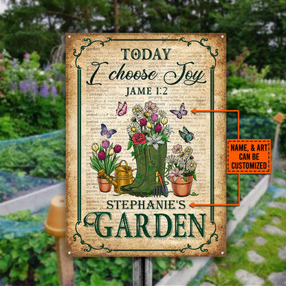 Garden Dictionary Today I Choose Joy Custom Classic Metal Signs, Gardening Metal Sign, Idea Decoration For Gardening, Personalized Garden Sign