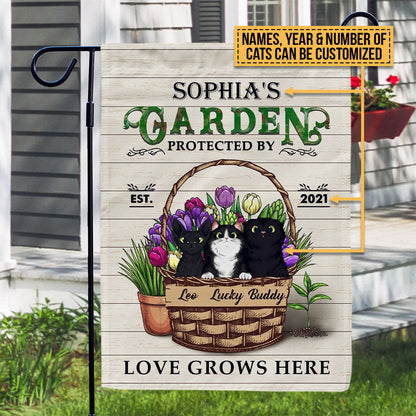 Garden Fresh Produce Plants Protected By Cat, Cat Lover Gift, Out Door Garden Decor, Custom Flag