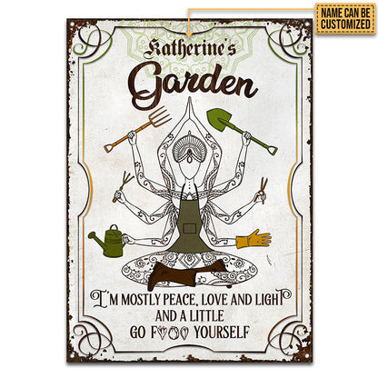 Gardening Mostly Peace Custom Classic Metal Signs, Garden Decorations, Outdoor Decorating Ideas