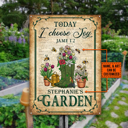 Garden Dictionary Today I Choose Joy Custom Classic Metal Signs, Gardening Metal Sign, Idea Decoration For Gardening, Personalized Garden Sign