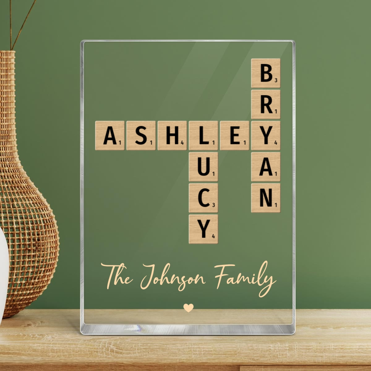 Family Crossword Art Created In A Moment, Treasured Forever Personalized Acrylic Block Plaque