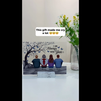 Always With You Butterfly Blossom Tree Family Dad Mom Kids Dogs Cats Personalized Acrylic Plaque, Memorial Remembrance Gift