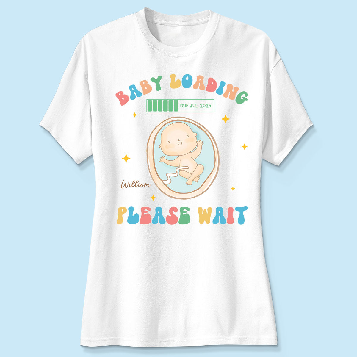 Baby Loading Please Wait Personalized Shirt for New Mom, Pregnancy Announcement Gift for Her, Cute Baby Announcement Shirt for Pregnancy Reveal Shirt