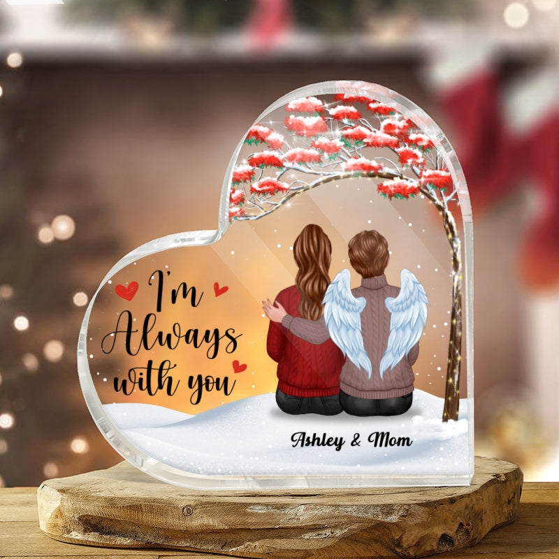 Family Sitting Under Red Tree Memorial Remembrance Gift Personalized Heart Plaque