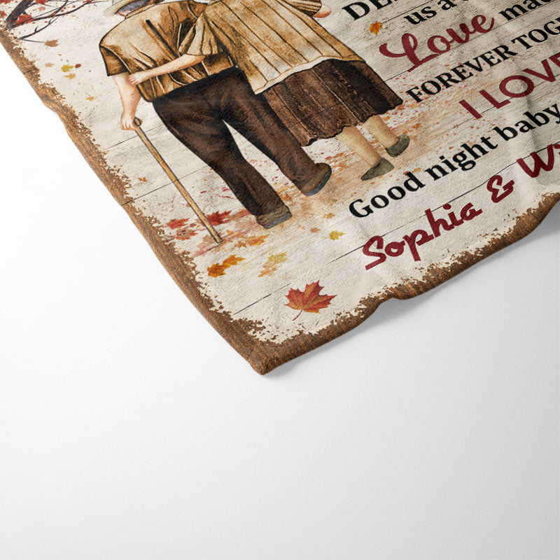 Good Night Baby Old Couple Husband Wife Fall Leaves - Couple Gift - Personalized Custom Blanket