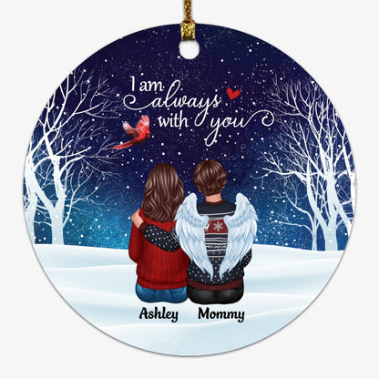 Cardinal Always With You Memorial Snow Personalized Circle Ornament