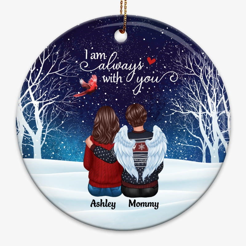 Cardinal Always With You Memorial Snow Personalized Circle Ornament