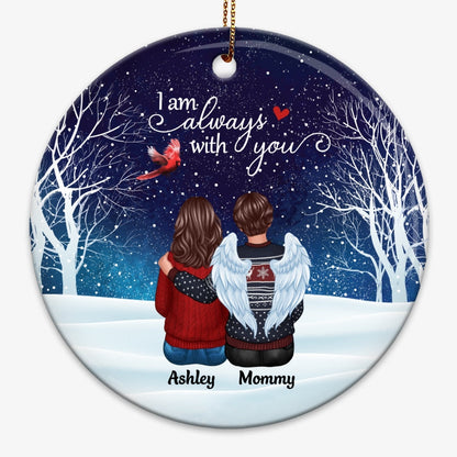 Cardinal Always With You Memorial Snow Personalized Circle Ornament
