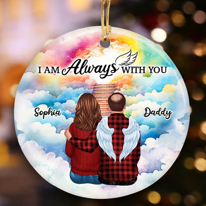 Colorful Heaven Stairway Family Memorial Personalized Circle Ornament