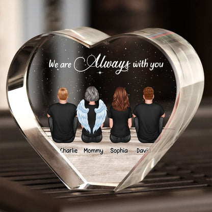 Always With You Sky Family Members, Memorial Personalized Premium Crystal Heart LED, Sympathy Gift, Free Delivery Included