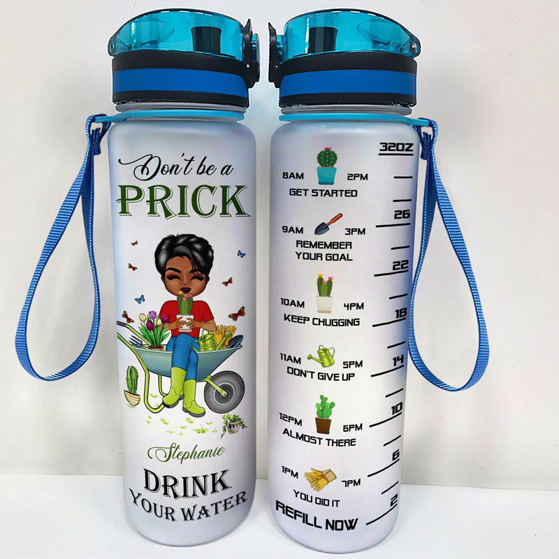 Garden Chibi Girl Don't Be A Prick - Gift For Women - Personalized Custom Water Tracker Bottle