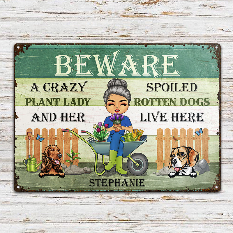 Gardening Crazy Plant Lady - Personalized Custom Classic Metal Signs