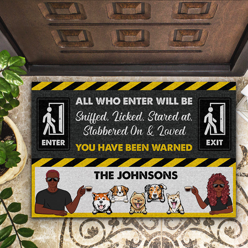 All Who Enter - Gift For Couples With Dog - Personalized Custom Doormat