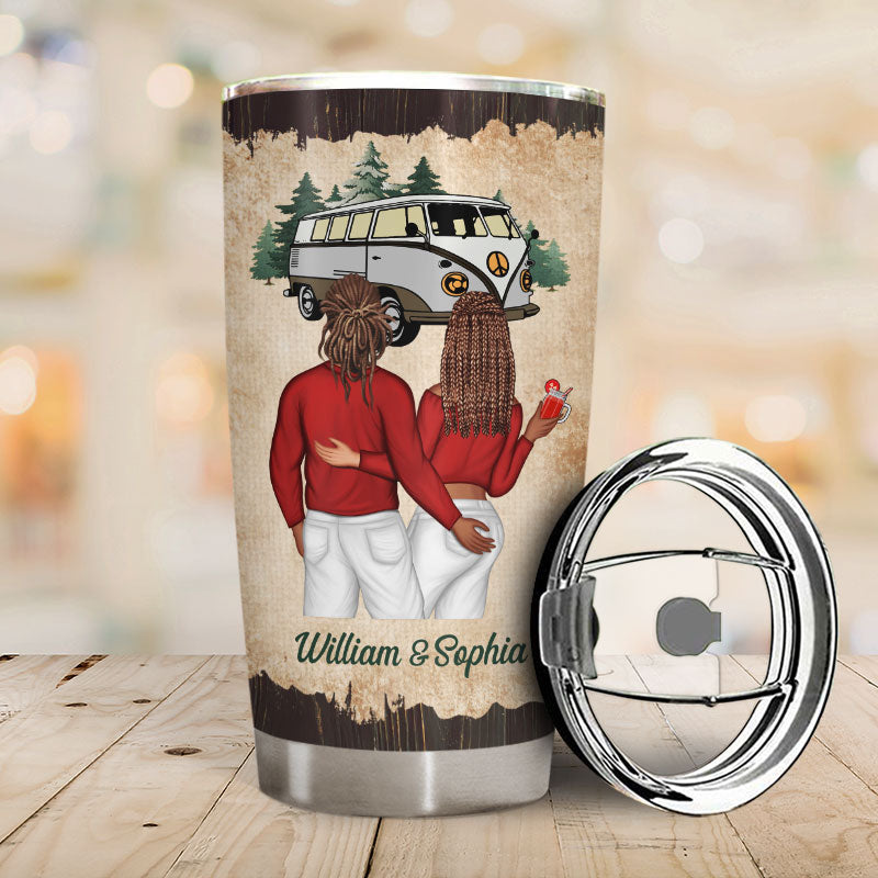 Camping Couple Let's Sit By The Campfire - Personalized Custom Tumbler