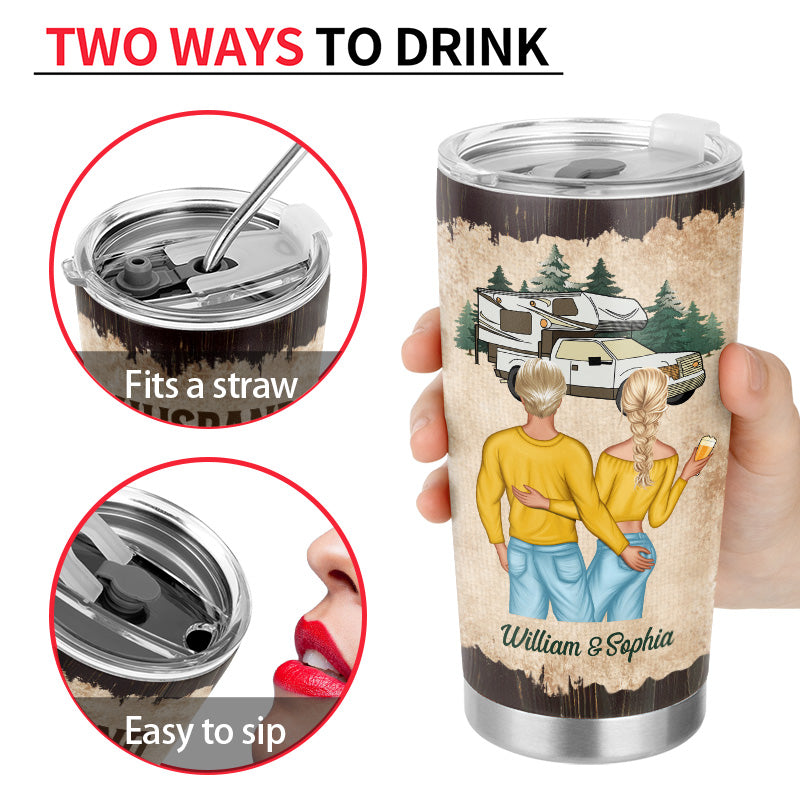 Camping Couple Let's Sit By The Campfire - Personalized Custom Tumbler