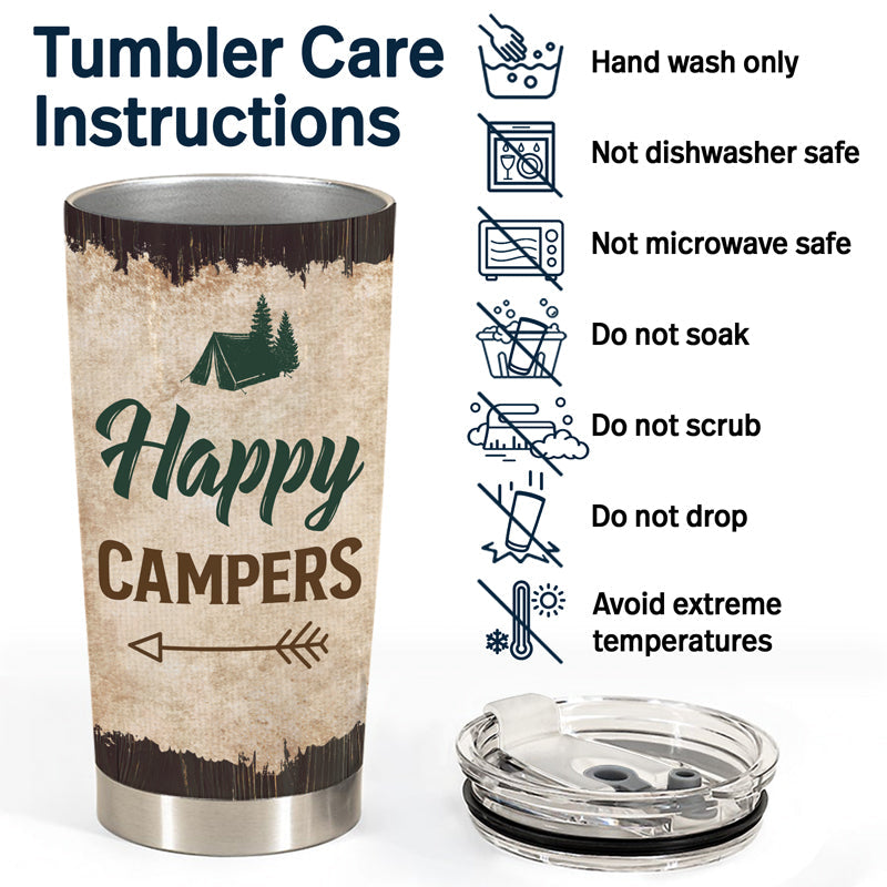 Camping Couple Let's Sit By The Campfire - Personalized Custom Tumbler