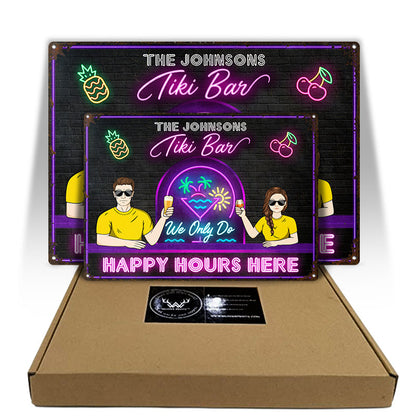 Cocktail Bar We Only Do Happy Hours - Personalized Custom Classic Metal Signs