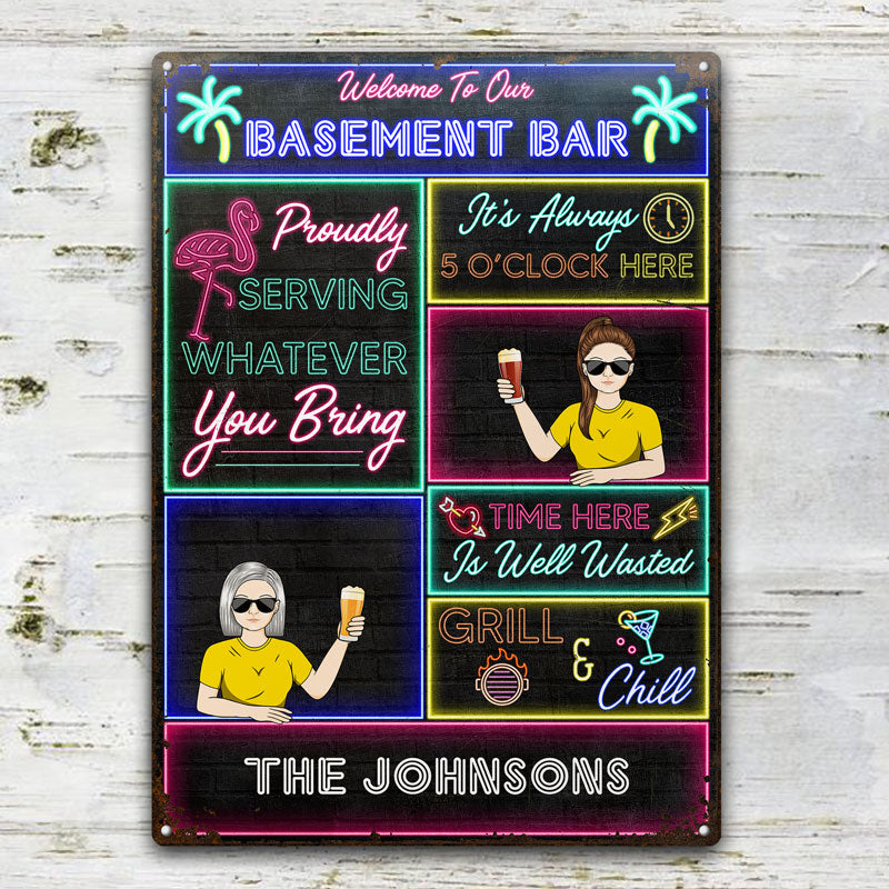 Flamingo Patio Proudly Serving - Gift For Couples - Personalized Classic Metal Signs