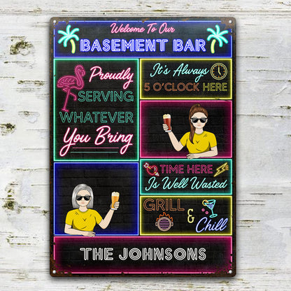 Flamingo Patio Proudly Serving - Gift For Couples - Personalized Classic Metal Signs