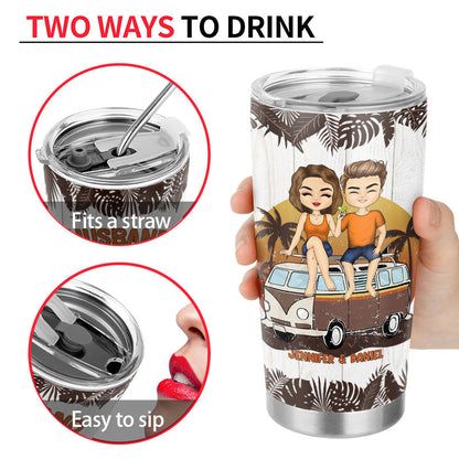 Beach Couple Travel Partners For Life - Personalized Custom Tumbler