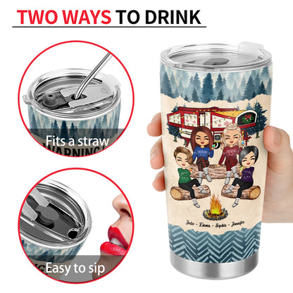 Christmas Camping Bestie Warning The Girls Are Drinking Again - Personalized Custom Tumbler