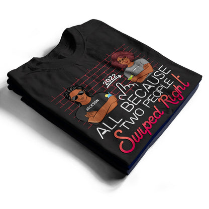 Two People Swiped Right - Gift For Couples - Personalized Custom Hoodie