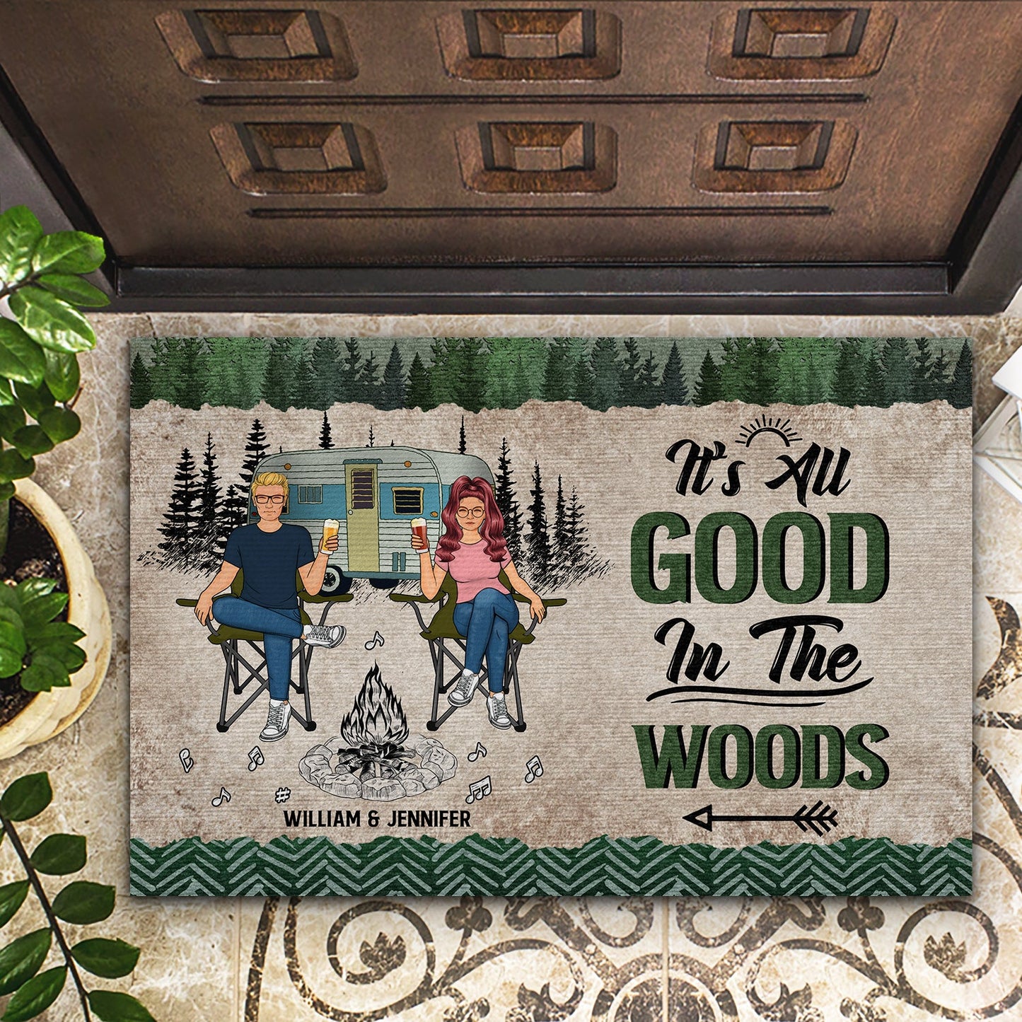 Camping Couple It's All Good - Personalized Custom Doormat