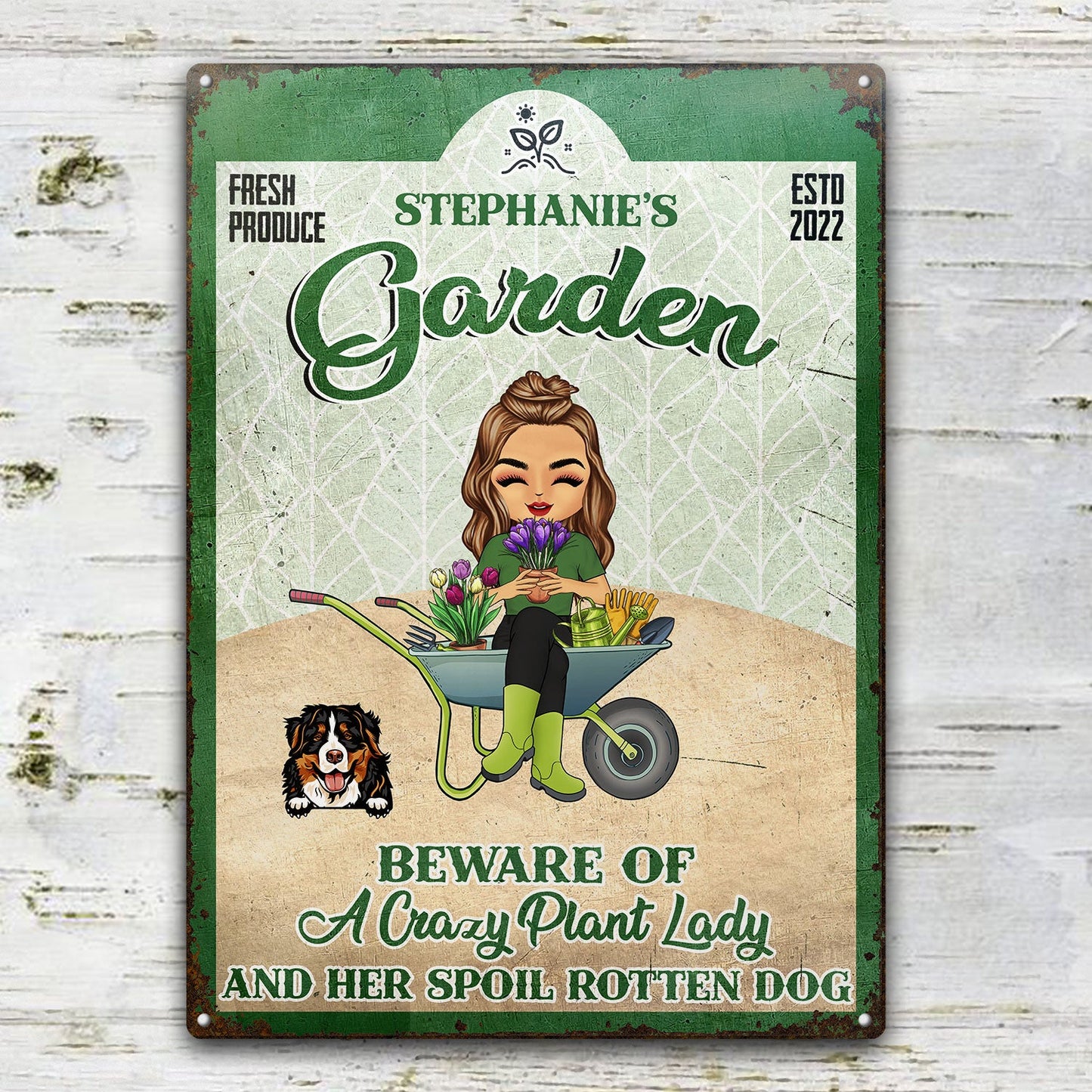 Gardening Pet Lovers Crazy Plant Lady - Personalized Custom Classic Metal Signs