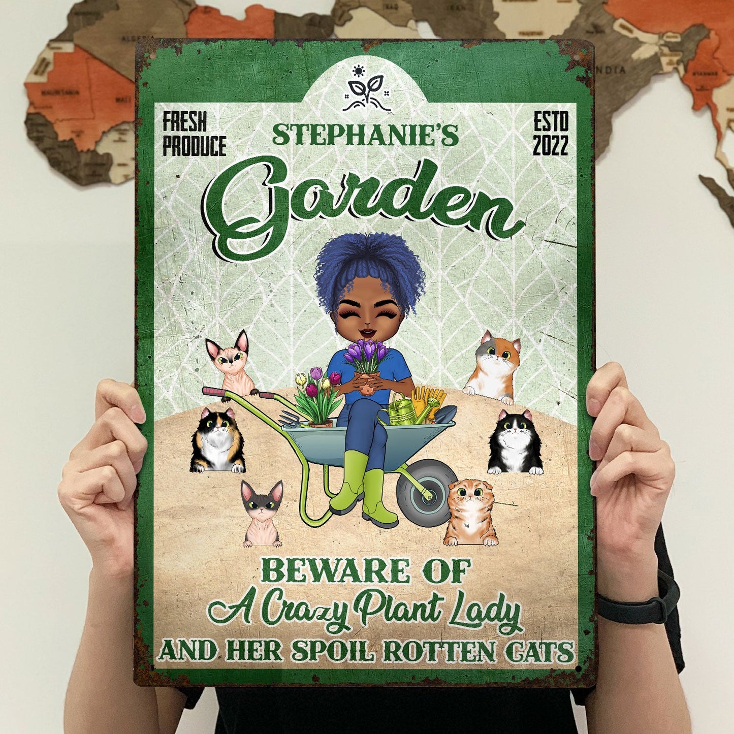 Gardening Pet Lovers Crazy Plant Lady - Personalized Custom Classic Metal Signs