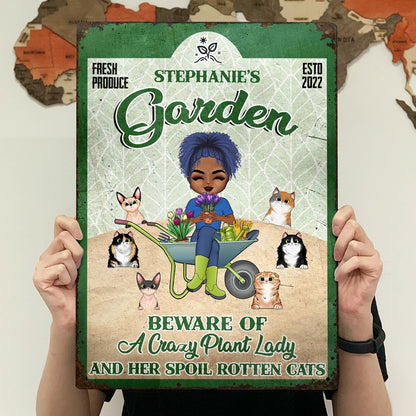 Gardening Pet Lovers Crazy Plant Lady - Personalized Custom Classic Metal Signs