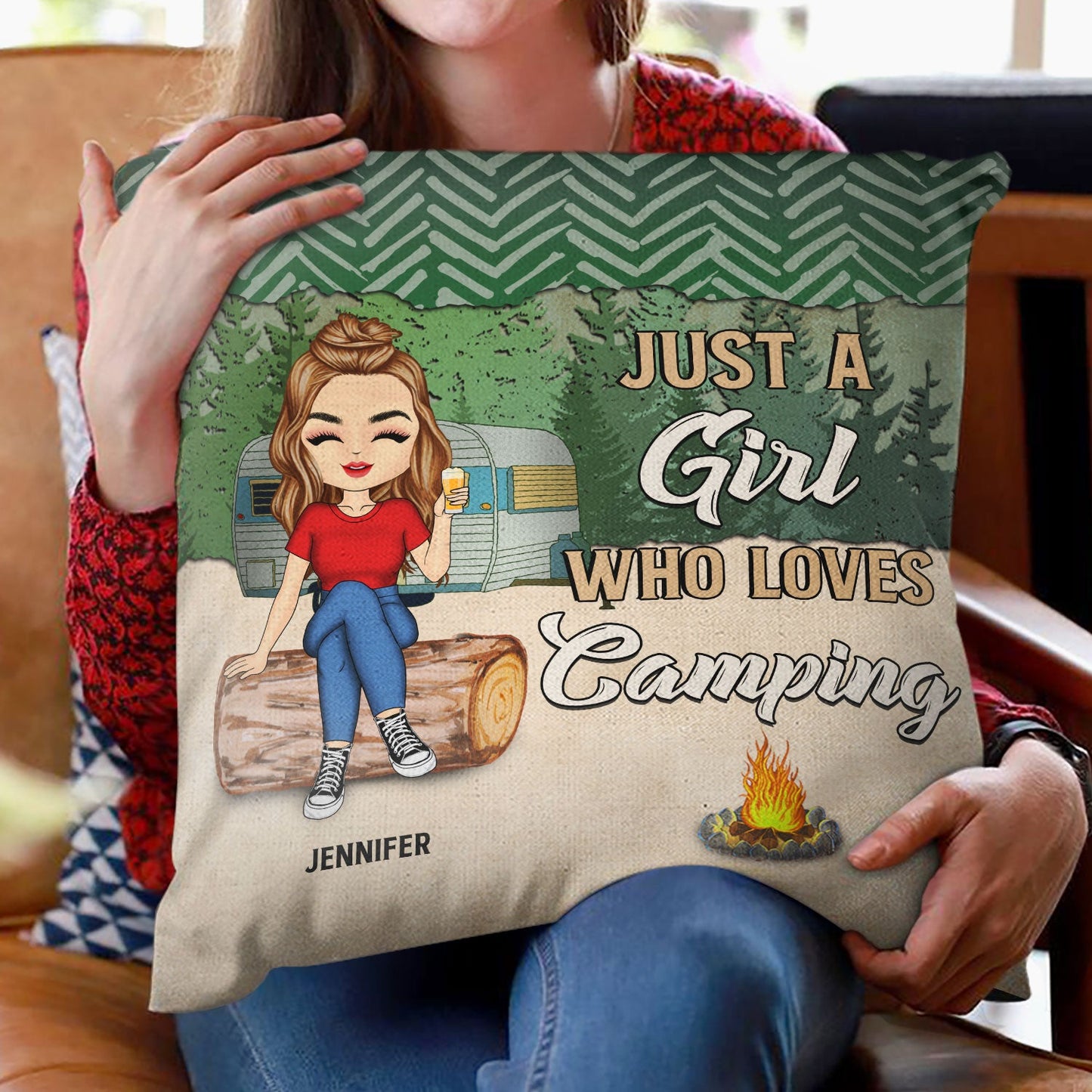Camping Just A Boy Girl Who Loves Camping - Personalized Custom Pillow