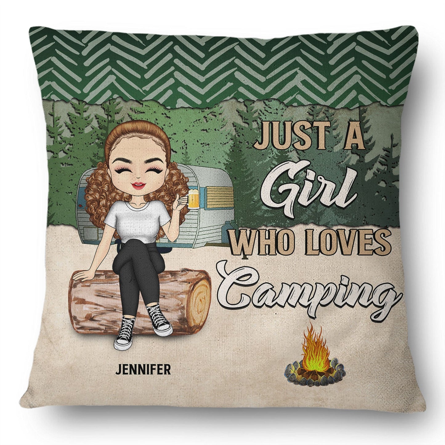 Camping Just A Boy Girl Who Loves Camping - Personalized Custom Pillow