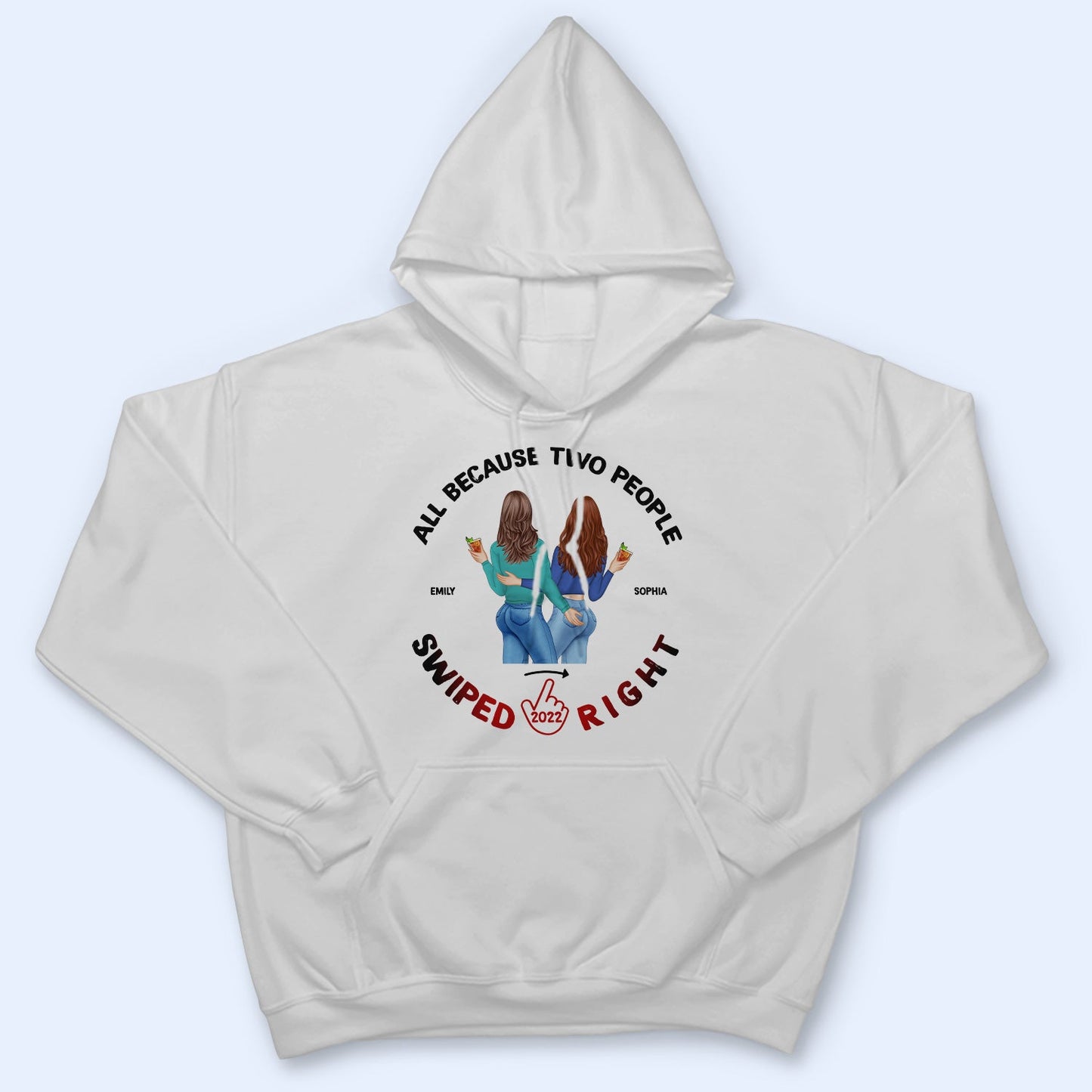 Two People Swiped Right Light - Gift For Couples - Personalized Custom T Shirt