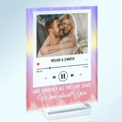 Custom Photo All The Love Songs - Gift For Couples - Personalized Custom Vertical Rectangle Acrylic Plaque