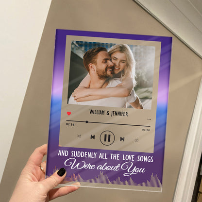 Custom Photo All The Love Songs - Gift For Couples - Personalized Custom Vertical Rectangle Acrylic Plaque