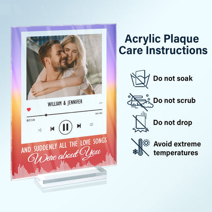 Custom Photo All The Love Songs - Gift For Couples - Personalized Custom Vertical Rectangle Acrylic Plaque