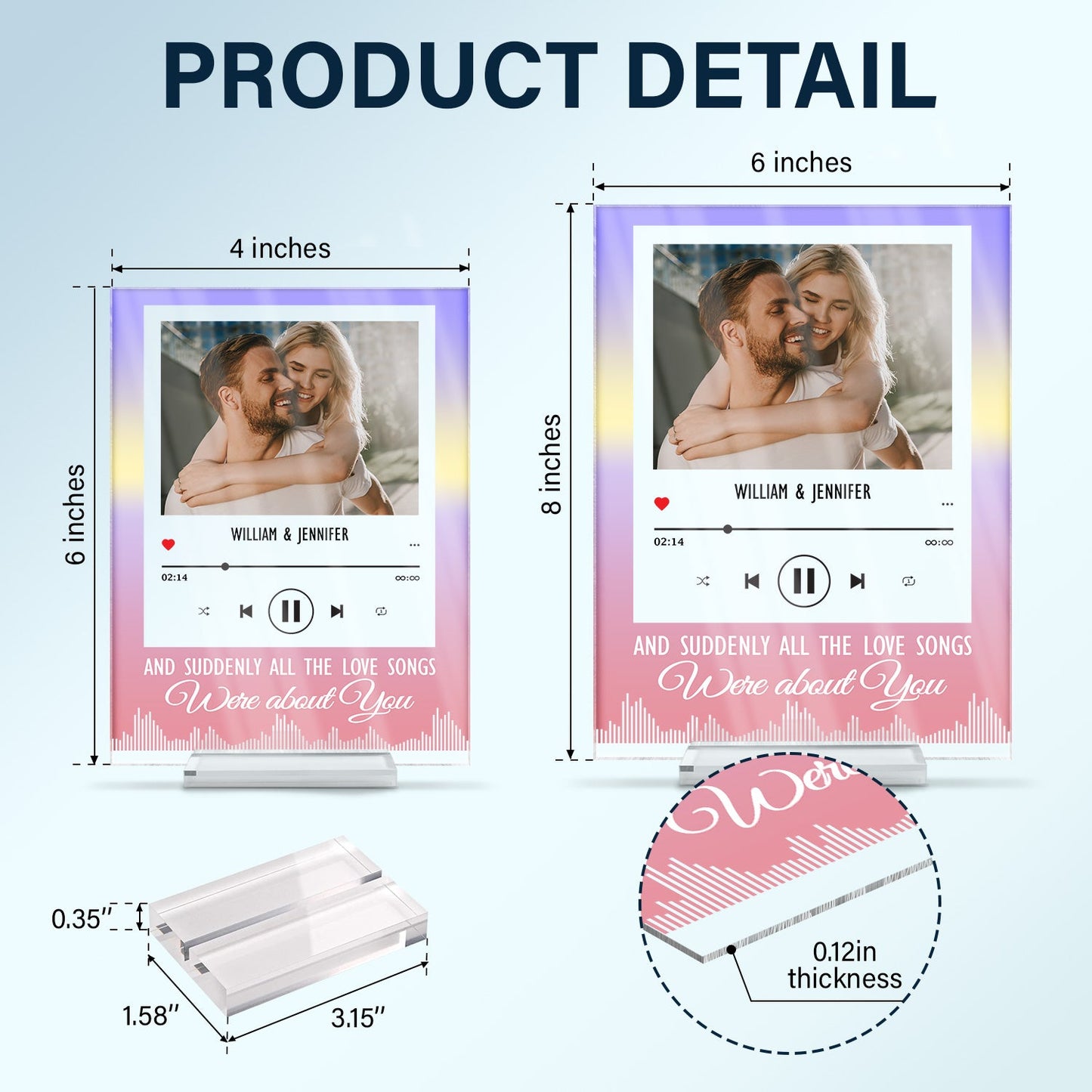 Custom Photo All The Love Songs - Gift For Couples - Personalized Custom Vertical Rectangle Acrylic Plaque