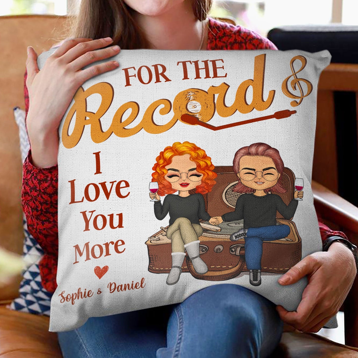 Couple Chibi For A Record I Love You - Personalized Custom Pillow