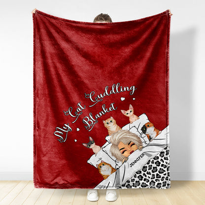 Pet Lovers My Dog Cat Cuddling Blanket - Gift For Pet Lovers - Personalized Custom Fleece Blanket