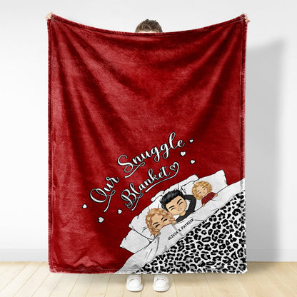 Couple Chibi You, Me & The Kids Snuggle Blanket - Gift For Family, Couple - Personalized Custom Fleece Blanket