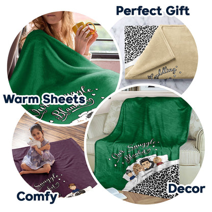 Couple Chibi You, Me & The Kids Snuggle Blanket - Gift For Family, Couple - Personalized Custom Fleece Blanket